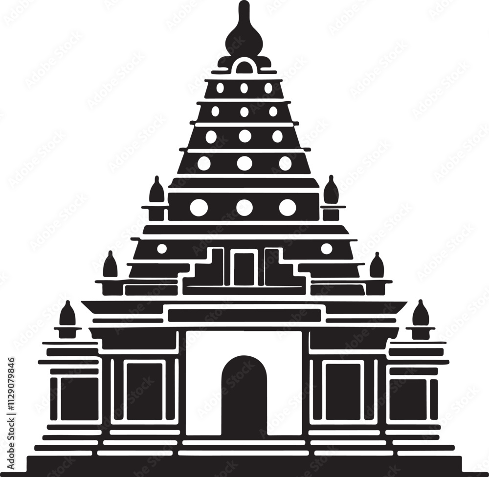 Temple Silhouettes vector silhouette illustration on white background Temple Silhouettes vector silhouette illustration on white background