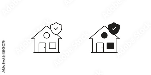 Home Insurance set icon with white background vector stock illustration