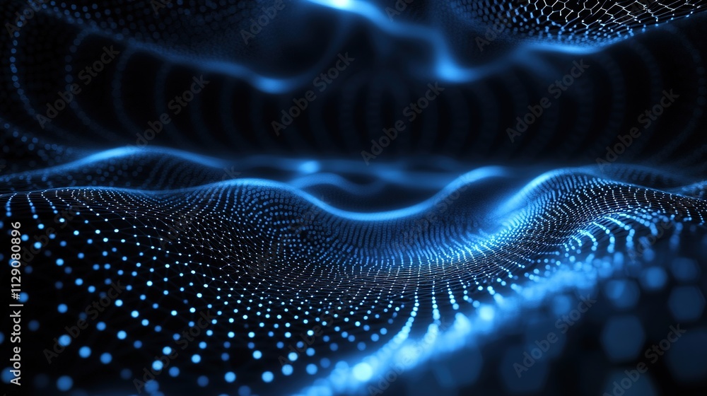 Dynamic waves of light and color create an energetic visual experience in a digital landscape Dynamic waves of light and color create an energetic visual experience in a digital landscape