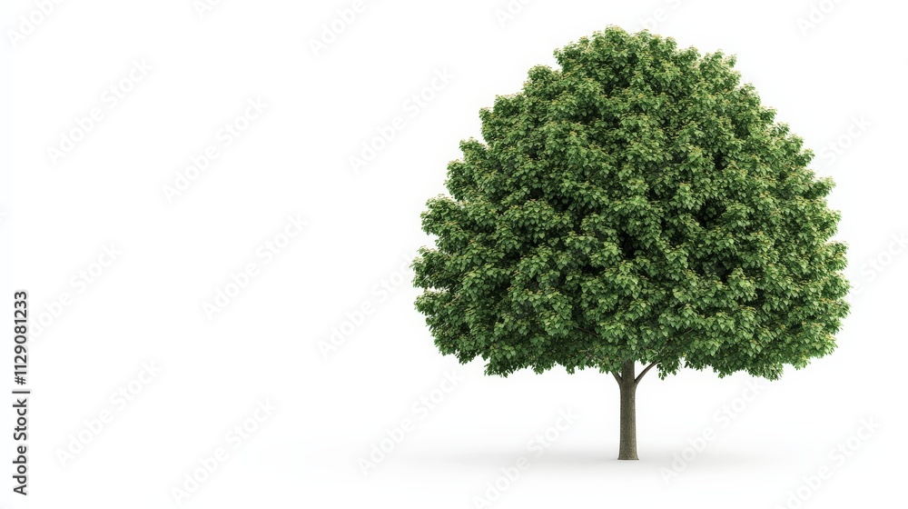 Lush Green Tree Isolated on White Background 