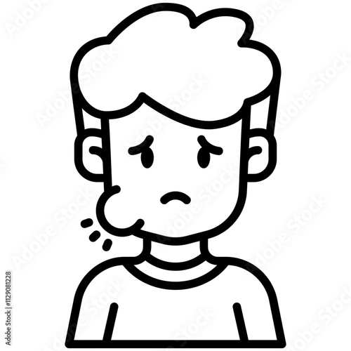Man with toothache Line Icon