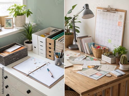 Organization vs Disorganization: A Visual Exploration of Organizational Skills and Their Impact on Productivity and Clarity in Daily Life and Workspaces photo