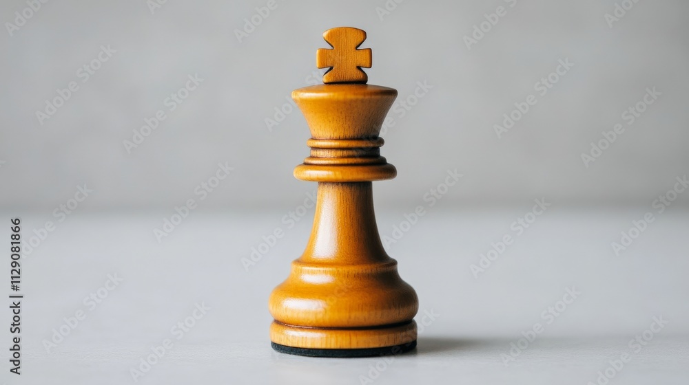 Chess King: A close-up view of a classic wooden chess king piece, emphasizing its strategic importance and the power it holds in the game. Chess King: A close-up view of a classic wooden chess king piece, emphasizing its strategic importance and the power it holds in the game.