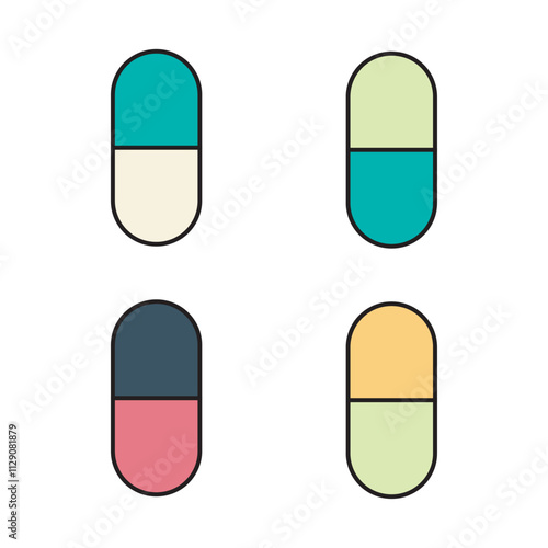 green and blue pills isolated