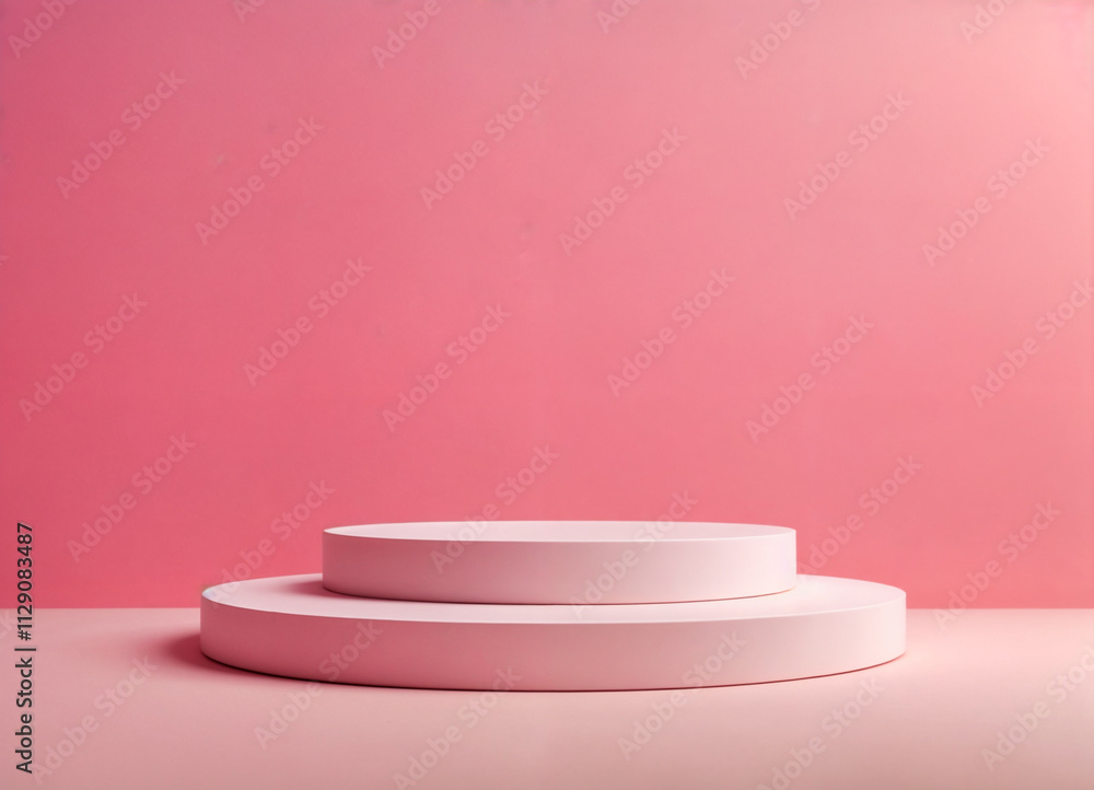 Minimal background, mock up with podium for product display,Abstract white geometry shape background minimalist Valentine's day pink background,Abstract mock up backgroundup 3D rendering. Minimal background, mock up with podium for product display,Abstract white geometry shape background minimalist Valentine's day pink background,Abstract mock up backgroundup 3D rendering.