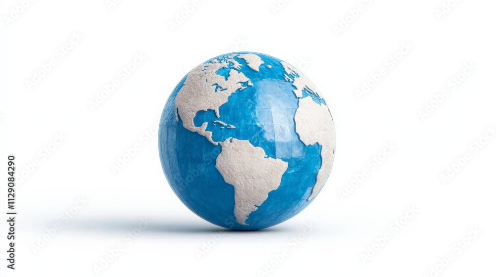 Naklejka premium Global Perspective: A stylized blue and beige globe, a symbol of our interconnected world.