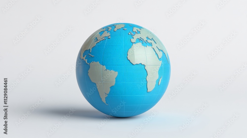 Blue Globe: A close-up of a blue globe representing the Earth, symbolizing global interconnectedness and the world's vastness. Blue Globe: A close-up of a blue globe representing the Earth, symbolizing global interconnectedness and the world's vastness.