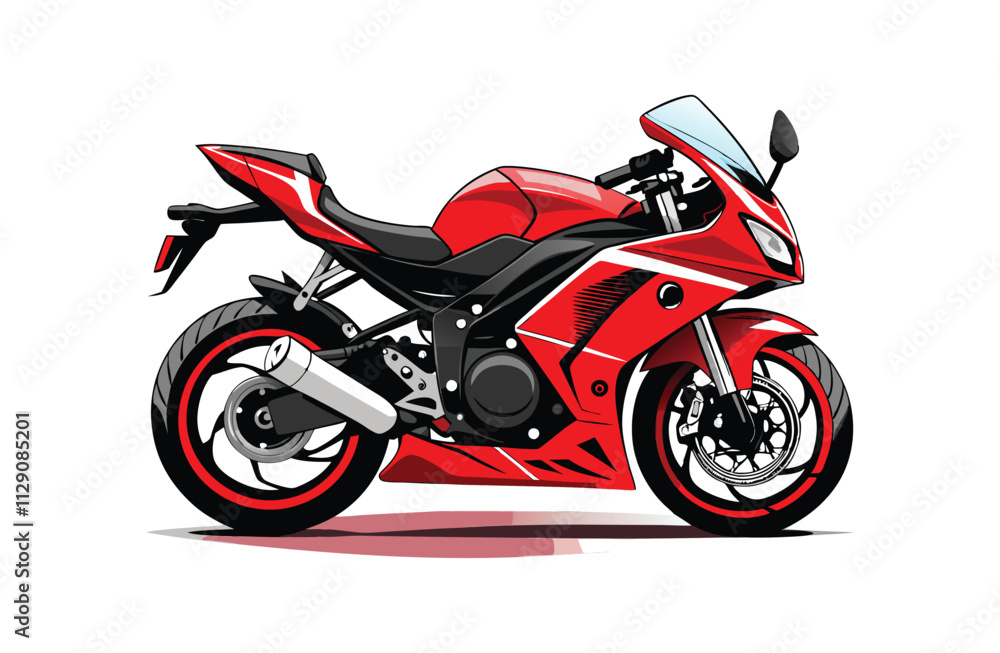 red motorcycle on white background red motorcycle on white background