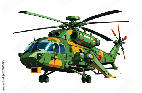 military helicopter isolated on white