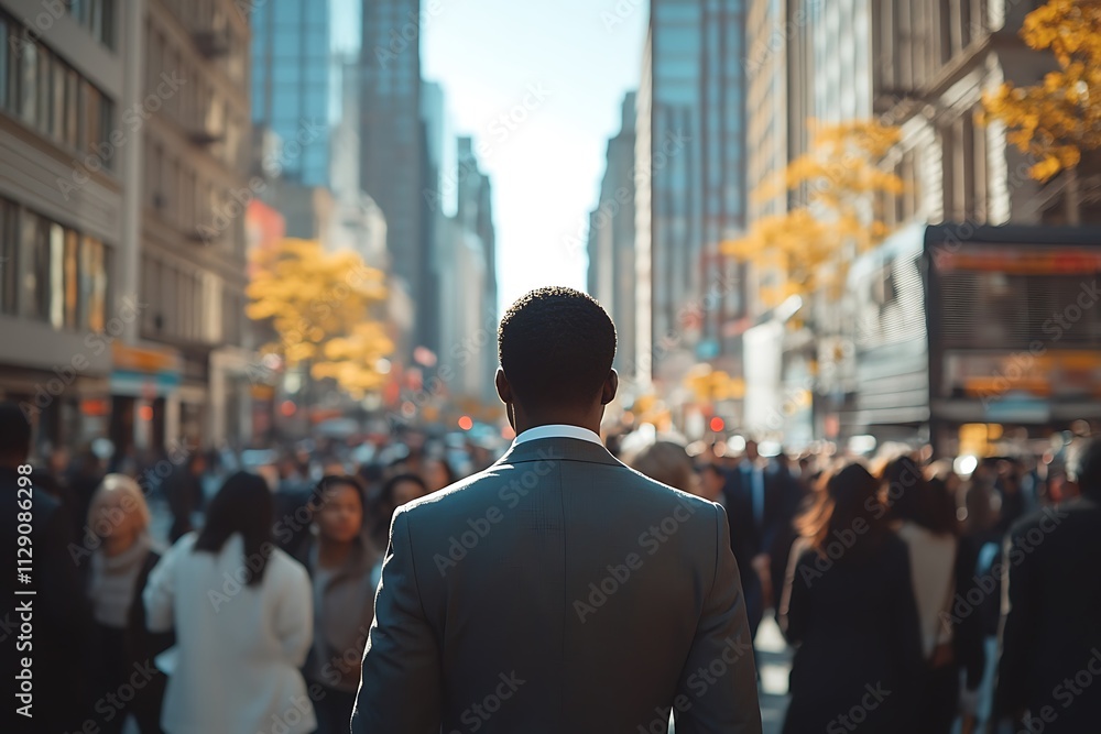 Man in Suit Walking Busy City Street3 Man in Suit Walking Busy City Street3