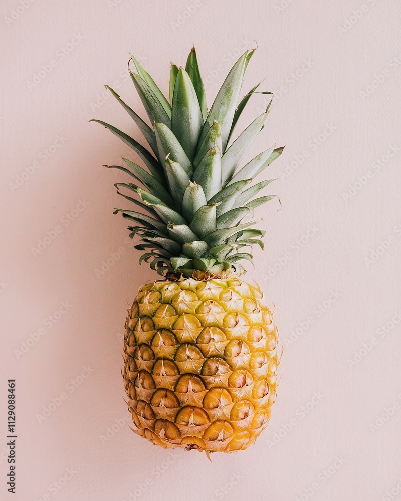 a vibrant pineapple against a pastel pink background. a vibrant pineapple against a pastel pink background.