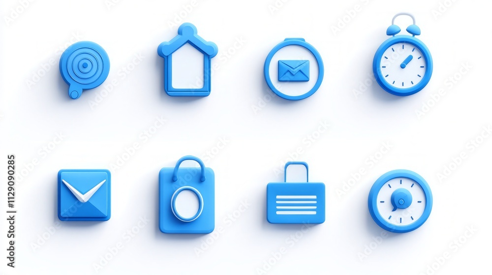 Collection of Simple Blue Technology Icons Collection of Simple Blue Technology Icons