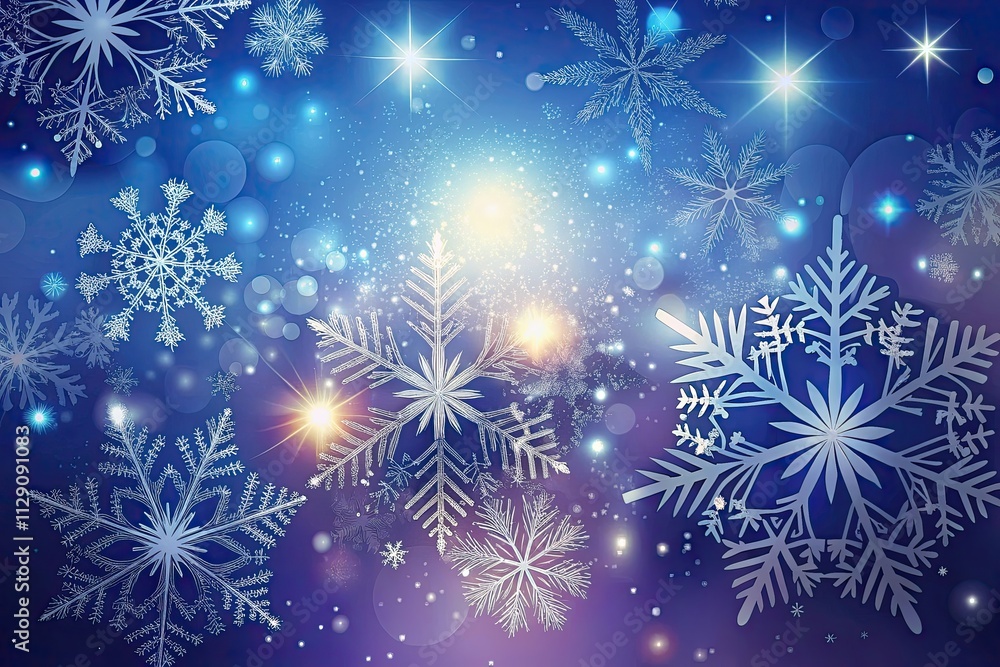 Celestial winter wonderland with shimmering snowflakes and twinkling lights decorating the night sky. Generative AI Celestial winter wonderland with shimmering snowflakes and twinkling lights decorating the night sky. Generative AI