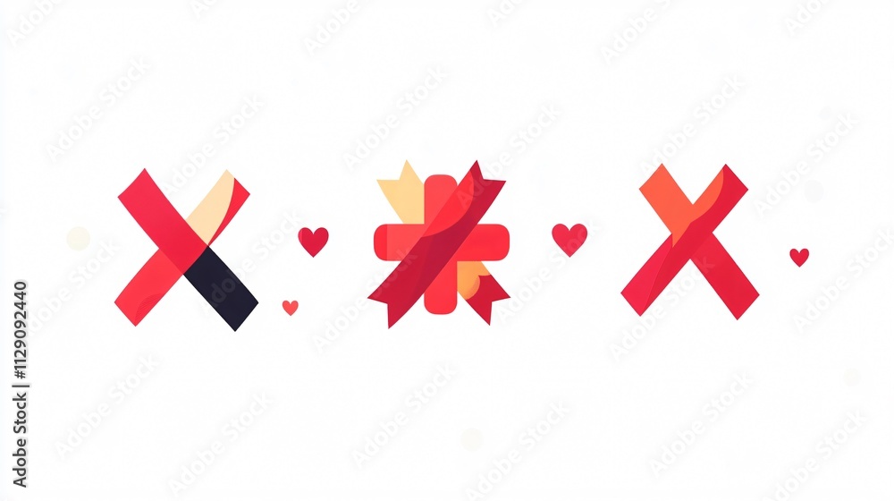 Obraz premium Red Cross Ribbon for World AIDS Day Awareness Campaign