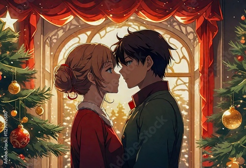 A tender moment between two characters at Christmas.