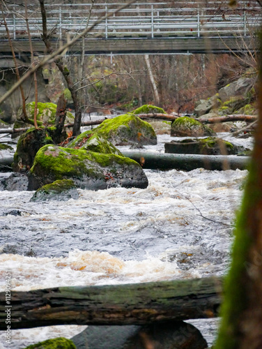 Landscape photography of a beautiful stream in the middle of the Swedish forest. 