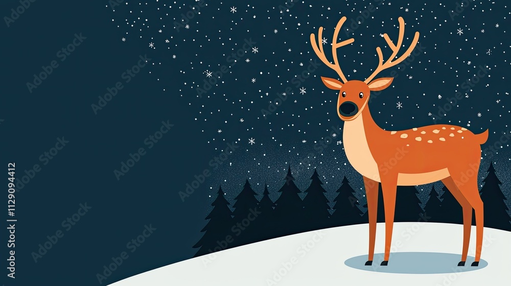 christmas snow reindeer A deer stands in a snowy landscape under a starry night sky. christmas snow reindeer A deer stands in a snowy landscape under a starry night sky.