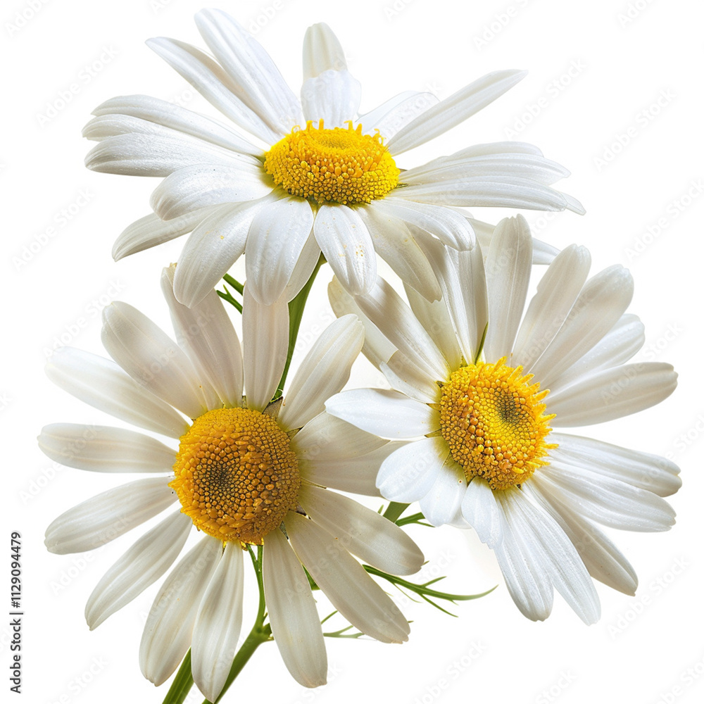 Fototapeta premium Photo three chamomile flowers