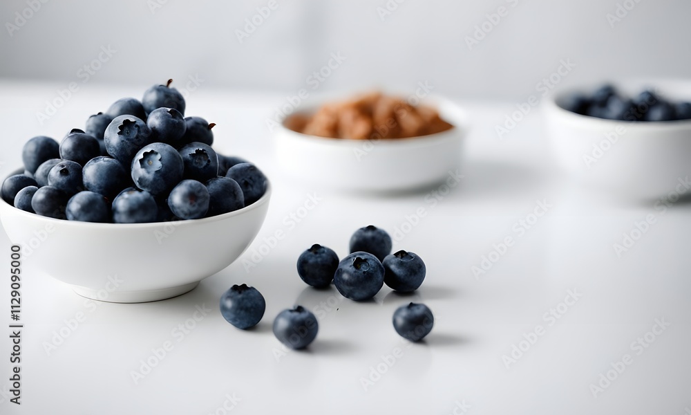 A bowl of fresh blueberries full of ripe, juicy berries, Generative Ai A bowl of fresh blueberries full of ripe, juicy berries, Generative Ai