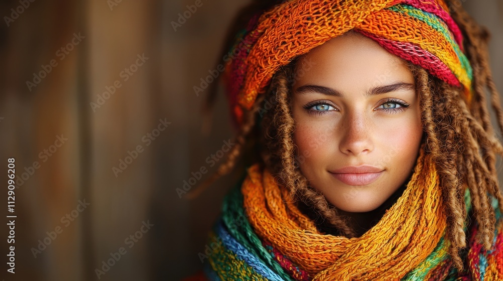 Young african girl with braids in colorful attire outdoor portrait Young african girl with braids in colorful attire outdoor portrait