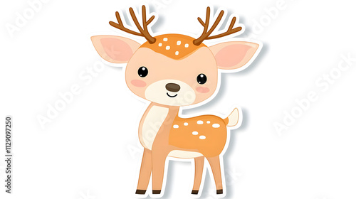 Adorable cartoon deer with small antlers, featuring cute expression and playful design photo