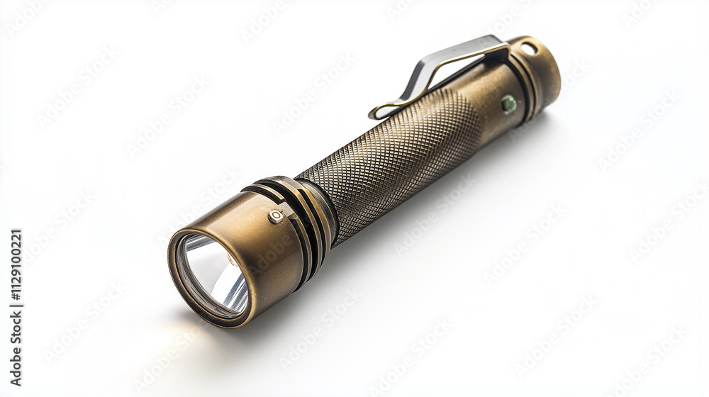 Compact wind-up flashlight, isolated in white background Compact wind-up flashlight, isolated in white background