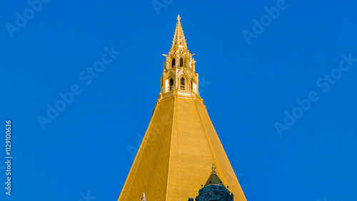 building roof tower in gold