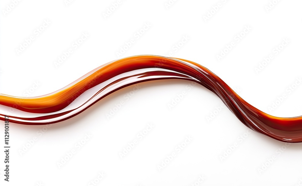A photorealistic image of a wavy line of liquid chocolate isolated on a white background, high-resolution photography A photorealistic image of a wavy line of liquid chocolate isolated on a white background, high-resolution photography
