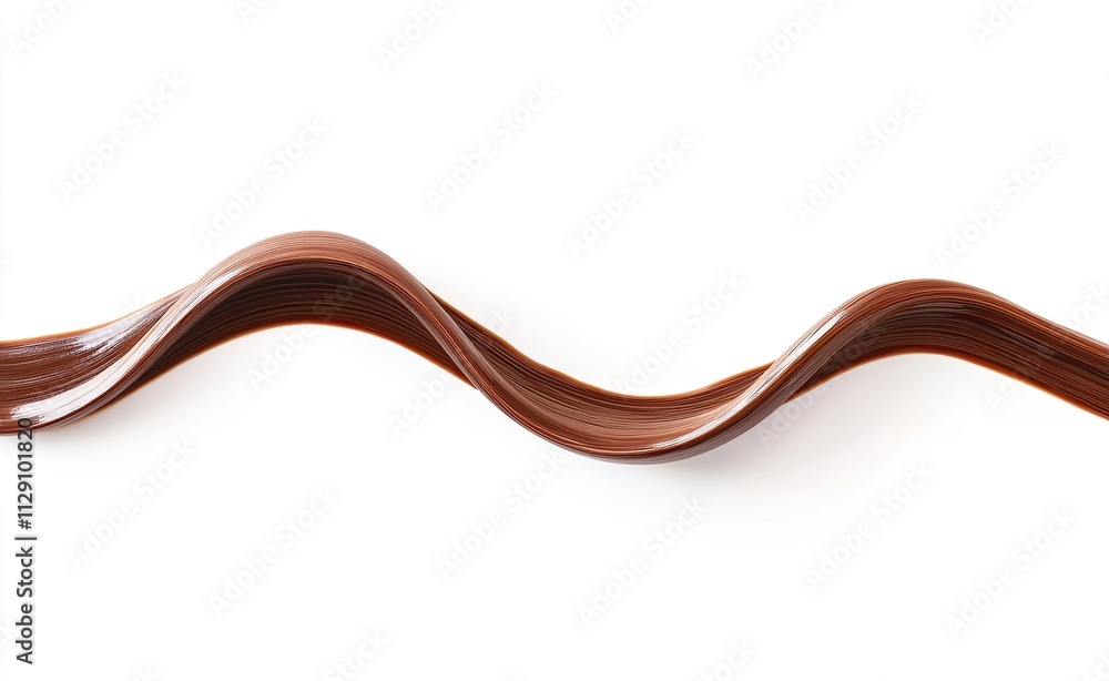 A photorealistic image of a wavy line of liquid chocolate isolated on a white background, high-resolution photography A photorealistic image of a wavy line of liquid chocolate isolated on a white background, high-resolution photography