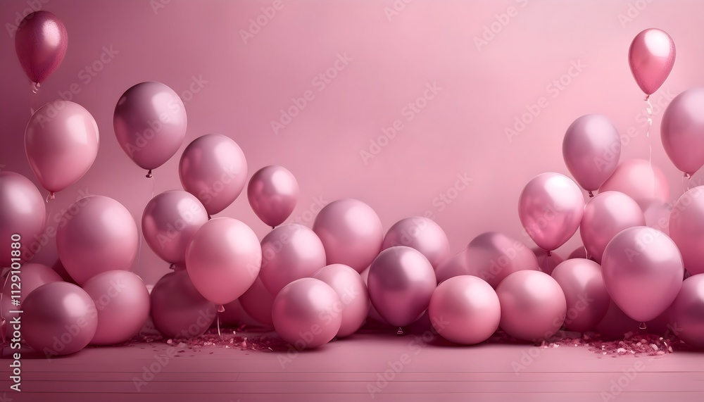 Festive pink balloons background copy space Festive pink balloons background copy space