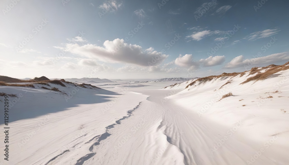 Dreamy, surreal landscape with an abstract white wavy horizon, dreamy, wavy Dreamy, surreal landscape with an abstract white wavy horizon, dreamy, wavy
