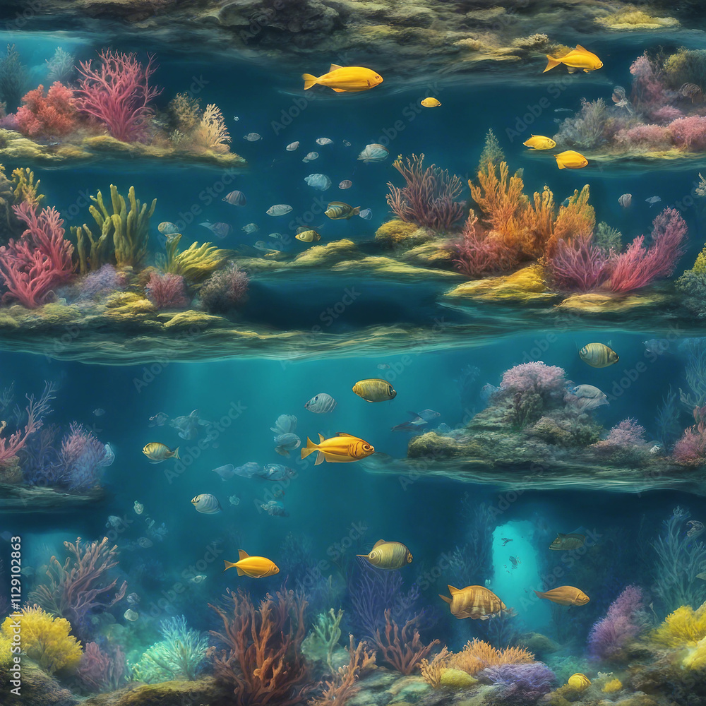 Naklejka premium Underwater natural scenery background