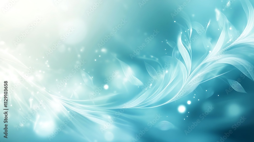 Abstract Teal Floral Design With Glowing Lights Abstract Teal Floral Design With Glowing Lights