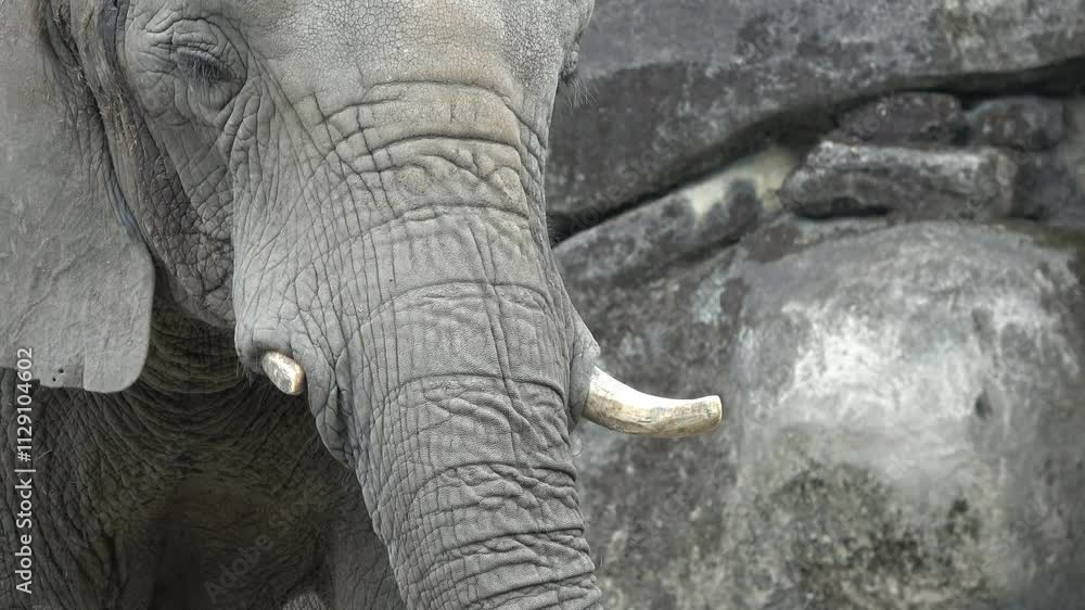 An elephant is twirling its trunk to find a tasty treat An elephant is twirling its trunk to find a tasty treat