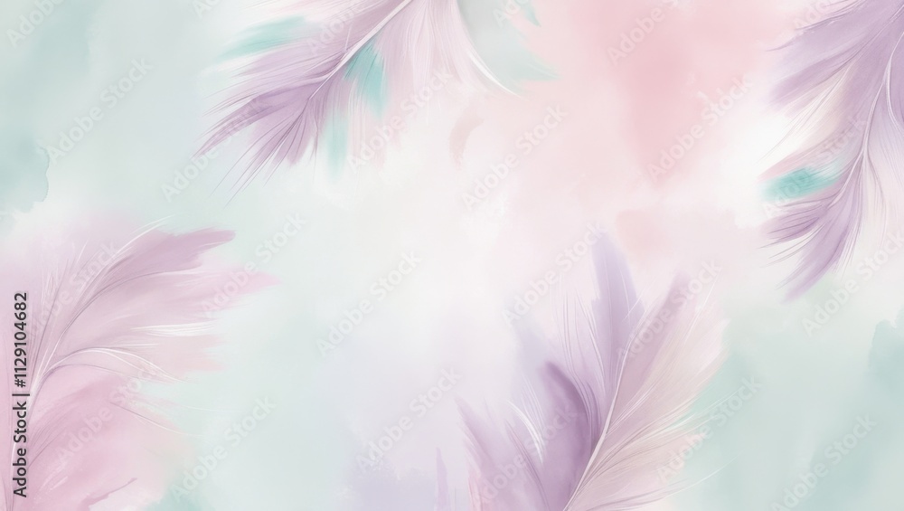 Delicate Pastel Feathers in Soft Colors Delicate Pastel Feathers in Soft Colors