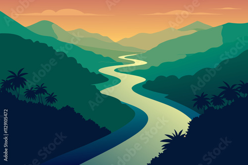 mountain landscape with lake
