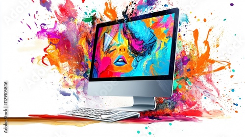 Artistic Explosion: Colorful Digital Art on a Computer Screen