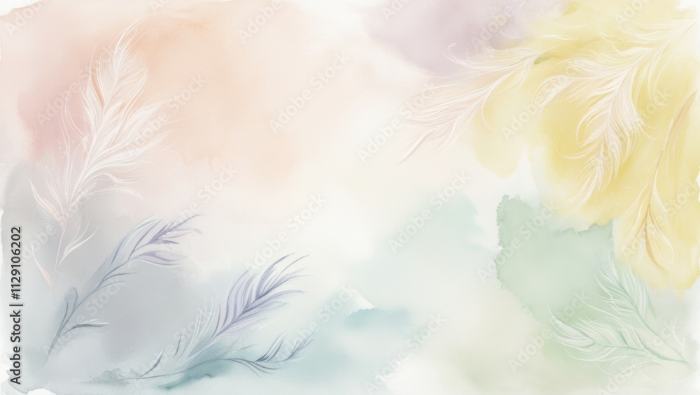 Obraz premium Delicate Watercolor Feather Design Background