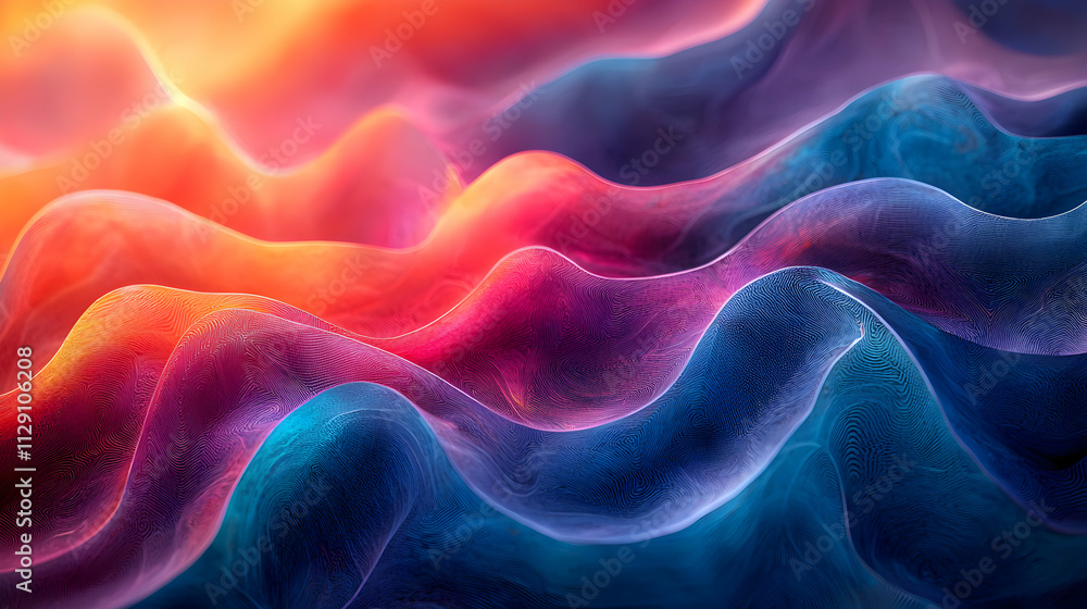 Obraz premium Abstract Colorful Waves Pattern Digital Art