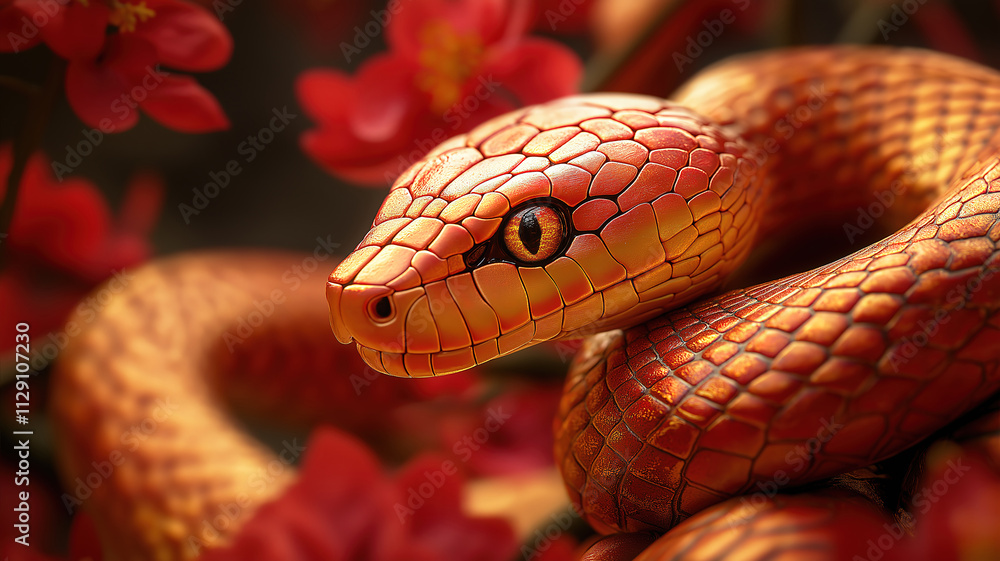 Symbolic numbers and decorations for Chinese New Year 2025, celebrating the Year of the Snake Symbolic numbers and decorations for Chinese New Year 2025, celebrating the Year of the Snake