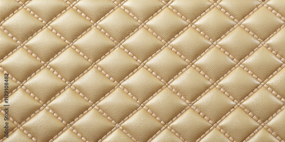 Naklejka premium Diamond-Stitched Upholstery Fabric with Subtle Texture and Elegant Beige Hue
