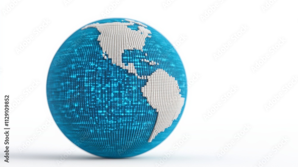 Digital Globe: A stylized, blue and white globe with a digital pattern, symbolizing global connectivity, technology, and the interconnectedness of our world. Digital Globe: A stylized, blue and white globe with a digital pattern, symbolizing global connectivity, technology, and the interconnectedness of our world.