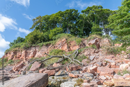 The Crumbling Rocky cliffs of West Wemyss, Fife, Scotland photo