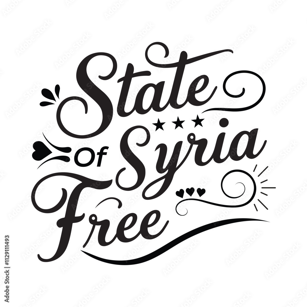 State of syria free vector typhography white background State of syria free vector typhography white background