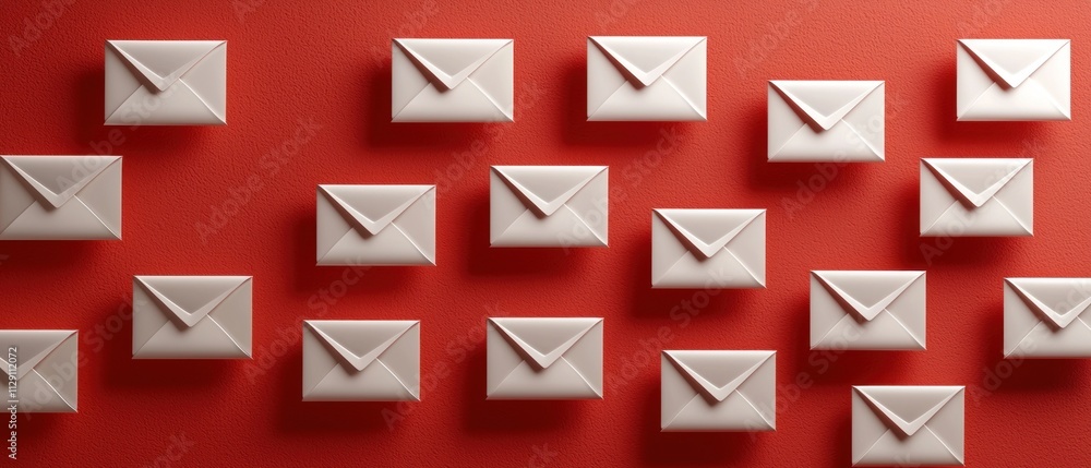 Mail delivery action composition of envelopes studio setting digital art minimalist style top-down view communication concept Mail delivery action composition of envelopes studio setting digital art minimalist style top-down view communication concept