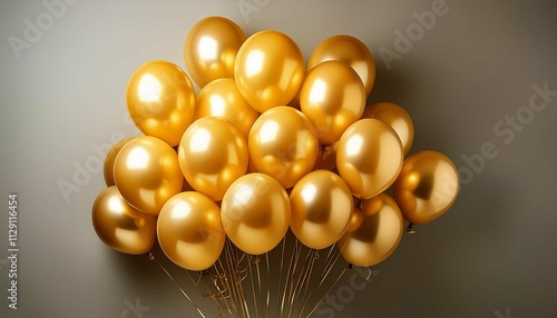 yellow gold balloons isolated on  background photo