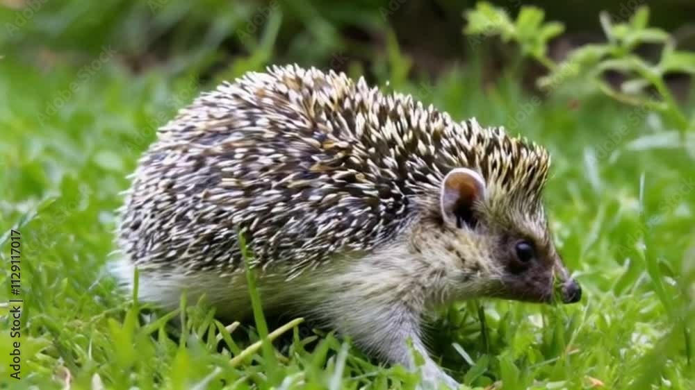 Cute hedgehog walking outside, on green grass. Nature. Close-up video. slow motion. Cute hedgehog walking outside, on green grass. Nature. Close-up video. slow motion.