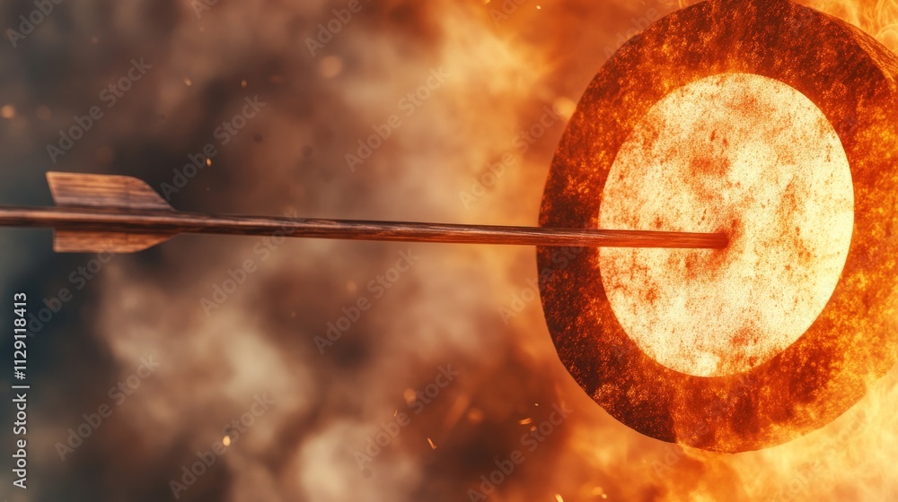 Fiery Determination: Arrow Striking Flaming Target Fiery Determination: Arrow Striking Flaming Target