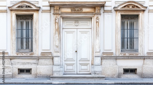 Majestic Architectural Entrance with Ornate Doors and Windows