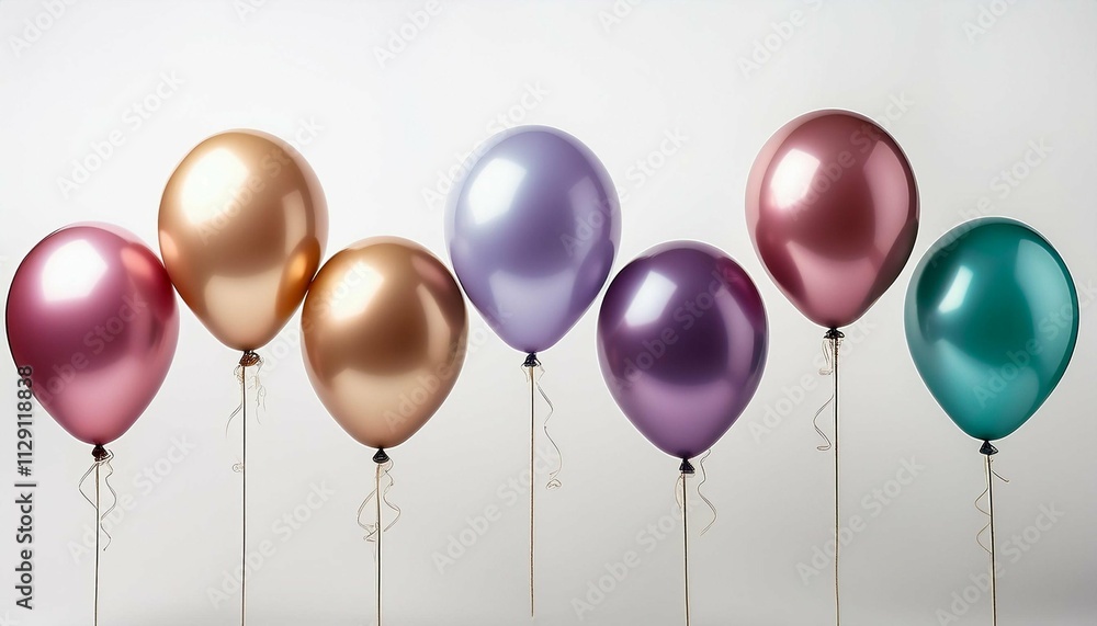 row of balloons on a white background row of balloons on a white background